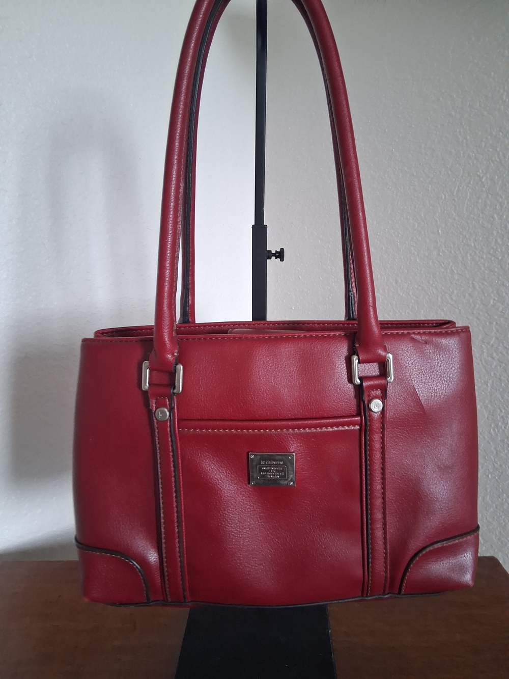 Vintage Liz Claiborne Deep Red Leather Shoulder Tote